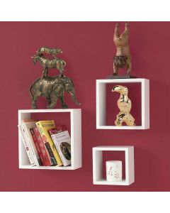 Set 3 Mensole da Parete Moderne Design Cubo Mensola Scaffale in Legno