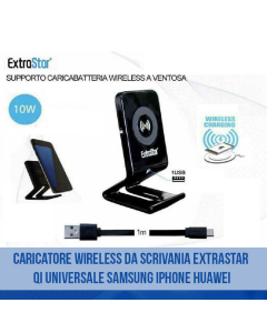 Caricatore wireless da scrivania extrastar qi universale samsung iphone huawei