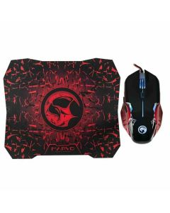 Kit- Marvo M416 Tappetino Gaming 28x24 Cm + Mouse nero  Per Con Cavo 2400dpi 