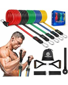 Toshihiko Kit 11 pz. Elastici Fitness Bande Elastiche Fitness Con 5 Fasce Di Resistenza Elastiche in Lattice