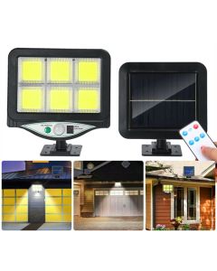 Faro solare led con pannello faretto sensore di movimento 128 led cob bk-128-6