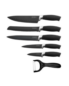 Royalty line set 5 coltelli pelapatate acciaio cucina neri antiaderente taglia