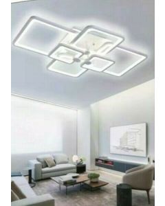 Lampadario moderno LED bianco 6 quadri  C26-BN plafoniera da soffitto con quadrati