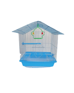Gabbia per uccelli  con Alimentatore Bevitore e altalena colore azzurro  adatta ad uccelli piccoli : 23 x 20x 36,5 cm) 
