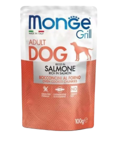 Monge grill cibo per cani adulti -bocconcini al forno gusto salmone busta da 100g