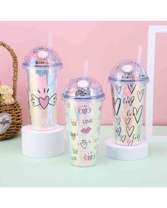 Tazze riutilizzabili da viaggio da 450 ML bicchieri in plastica a doppia parete con coperchio per frullato