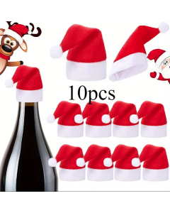 Set di 10 Mini Cappelli di Babbo Natale - Decorazioni Festive per un Natale Magico