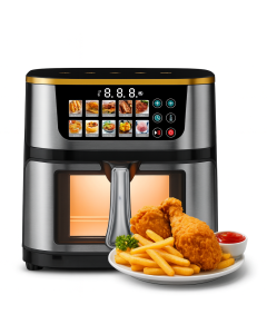 Friggitrice ad Aria da 15 Litri Digitale 1400W con Finestra – Cucinare Sano Senza Olio con Menù avanzato