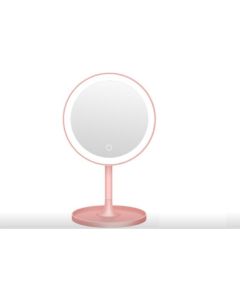 Specchio per il trucco da tavolo a led con lampada di ricarica USB Specchio per il trucco led specchio rotondo di riempimento rosa