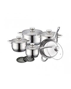 Set batteria di pentole rl-1232 royalty line in acciaio inox 12 pezzi