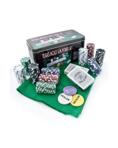 Set Cofanetto Poker Texas Holdem Fiches Chips Professionale Scatola Di Latta