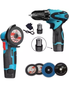 Kit Trapano Avvitatore + Smerigliatrice Flex con 2 Batterie 48V + dischi e accessori