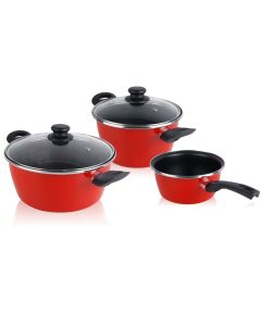 Set Pentole da cucina a induzione 5 pezzi:  3 pentole e 2 coperchi Magefesa Rosso