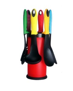 Utensili mestoli da cucina in silicone 7 pezzi royalty line con supporto per casa
