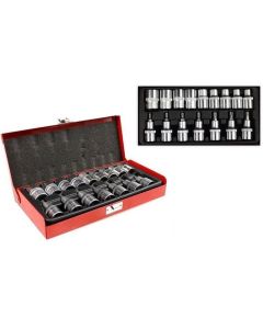 Set chiavi a bussola torx maschio femmina t30 t70 e10-24 impronta box metallo