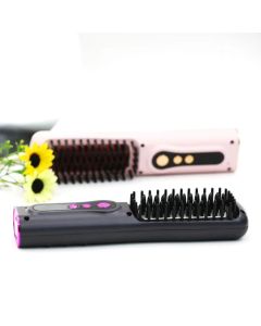 Spazzola lisciante QS-828 per capelli spazzola stira capelli ricaricabile senza corda mini usb – 3 livelli temperatura impostabile per capelli da modella strumento professionale portatile viaggio
