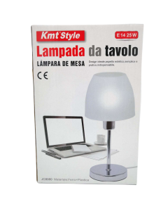 Lampada da tavolo 25w con attacco E14  corpo in metallo e plastica rigida -JC8060