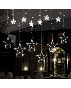 catena per decorazioni natalizie con 12 stelle bianco freddo