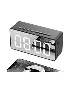 Sveglia Specchio Orologio Da Tavolo Lcd Cassa Bluetooth Aux Usb Portatile Bt506