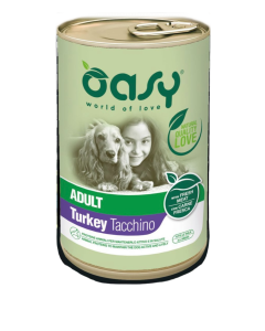 Oasy wet Dog lifestage-Patè Al gusto tacchino  per cani adulti di taglia media latta da 400g 