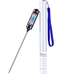 Habor Termometro da Cucina, 5.9" Sonda Lunga, 5S Lettura Istantanea, Display LCD con Controluce Termometro Cucina Digitale Professionale per Carne BBQ Latte Vino Olio Acqua Alimenti