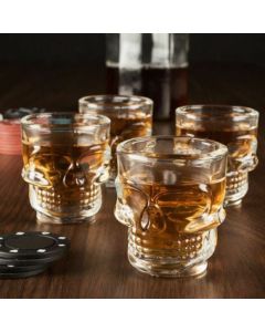 Set Kit 4 Bicchieri Teschio In Vetro Sot Cicchetto Bar Pub Bere Whisky Alcolici