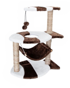 Albero Tiragraffi per Gatti Parco Giochi Cuccia Graffiatoio gatto 81x38cm Marrone e bianco 