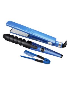 Piastra per capelli Nano titanio riscaldamento termostato ferri arricciacapelli utensili piastre Set di bigodini per capelli 2 in 1