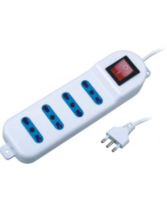 Multipresa,4 pos. 10/16A bipasso, 3G1.0mm2x1.5M, Spina 16A 2P+T ,250V,2500W