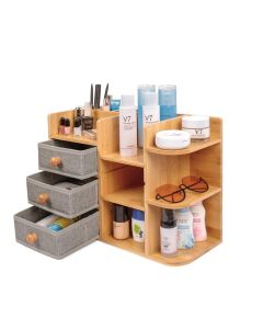 Organizzer per cosmetici per il trucco in bambù piccoli scaffali con cassetti