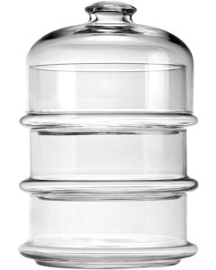 PASABAHCE Patisserie Basic Set 3 Contenitori con Cupola Impilabili Vetro Trasparente 12x26 Cm