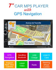 Autoradio Dvd Car 7 Pollici con GPS TFT Touch Auto MP5 audio stereo 1080P Video Auto sistema Telecomando
