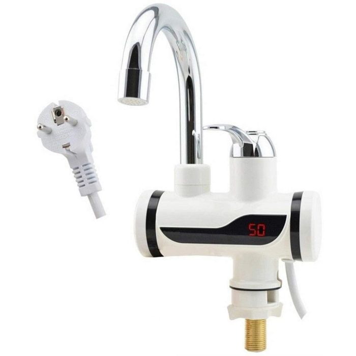 Miscelatore elettrico estraibile per cucina con scaldabagno istantaneo 230V, rubinetto con regolatore di temperatura touch e display LED | Leroy Merlin Miscelatore elettrico estraibile per cucina con scaldabagno istantaneo 230V, rubinetto con regolatore di temperatura touch e display LED | Leroy Merlin