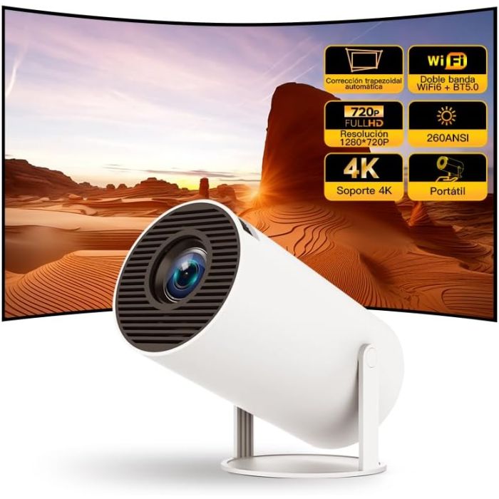 Mini Proiettore  con Android 12 WiFi e Bluetooth Portatile 1080P Full HD – 18000 Lume da Esterno e Soffitto