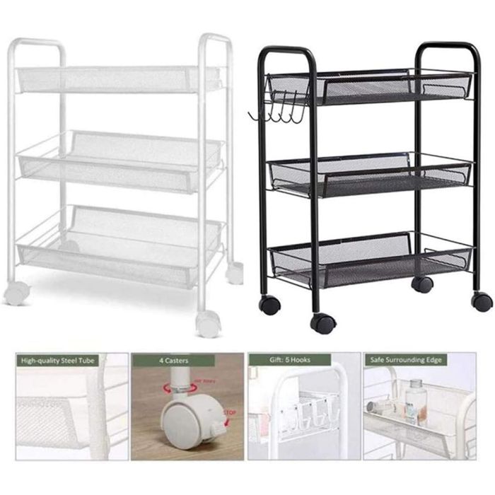 Carrello Portaoggetti A 4 Ripiani Mobile Salvaspazio In Plastica Con Ruote Struttura In Acciaio Per Spazi Ridotti Cucina Bagno Lavanderia Camera Da Letto Salotto Studio 40 X 13 X 85 Cm Grigio - Foto 6