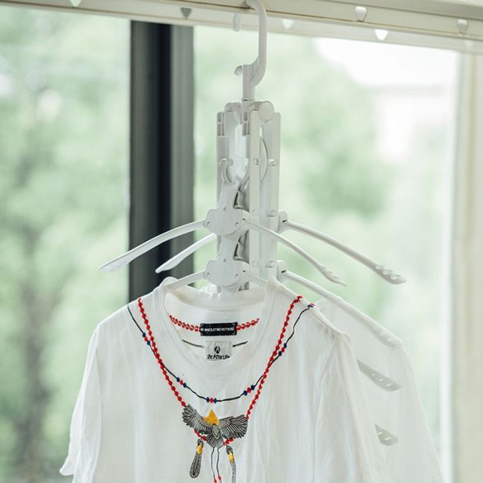 Set 3 Grucce Salvaspazio Per Armadio - Organizer Con 9 Gancio, Grigio, Multifunzione - Foto 6