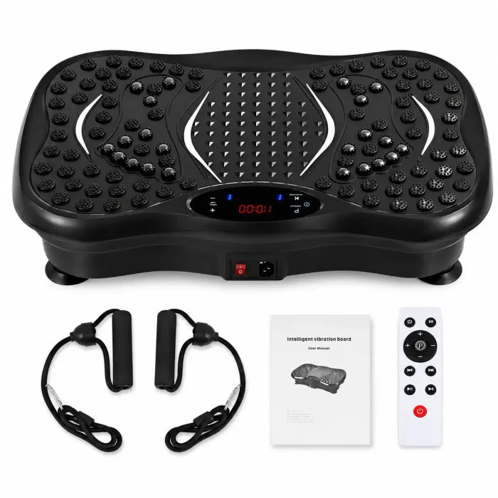 Pedana Vibrante Fitness Professionale con Bluetooth, Telecomando e Fasce Elastiche – 120 Livelli di Intensità, Allenamento Total Body, Massaggio Plantare, Tonificazione di Gambe, Glutei e Addome