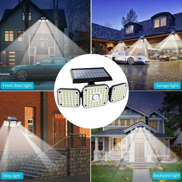 Luce Solare LED Esterno,100 LED Luci Solari Da Giardino Per Esterni Impermeabili Con Sensore Di Movimento Luci Da Parete 300 Wireless A Energia Solare 3 Modalita Per Giardino Esterno 4pcs Vr - 7
