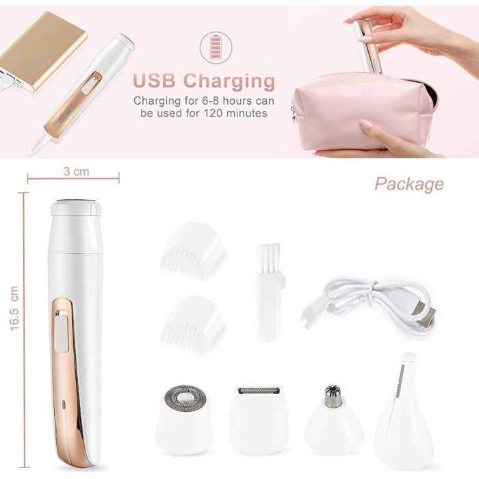 DEPILATORE EPILATORE RASOIO 4 IN 1 SOPRACCIGLIA Baffi Gambe Peli Donna Q 7812 - Foto 4