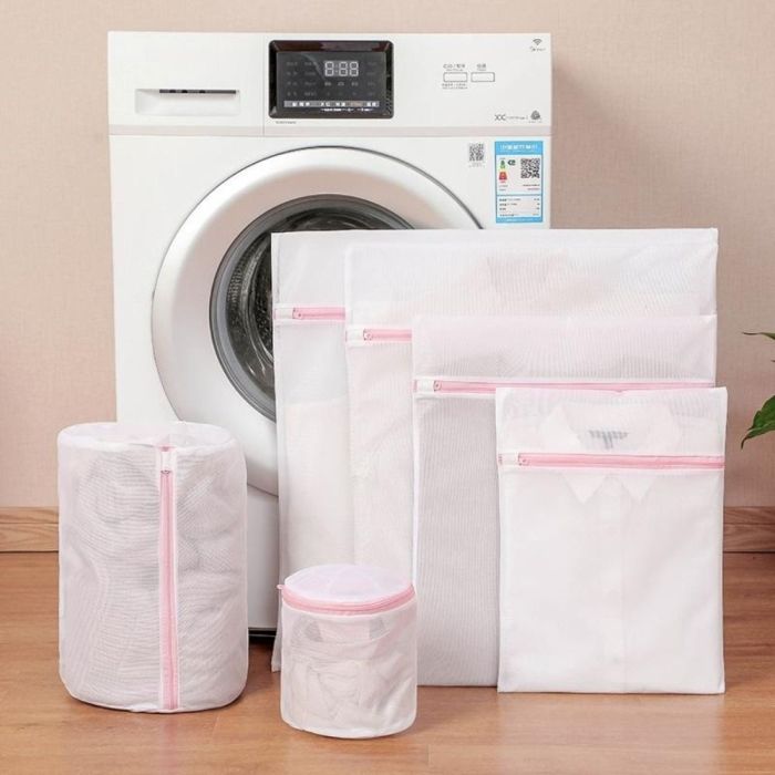 Sacchetti Per Lavatrice In Rete Per Delicati - 2 Pezzi Grandi 60x50 Cm - Bianco