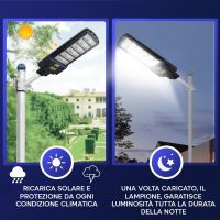 Lampione LED Solare Esterno Openspaceshop 1200W - Con Telecomando E Sensore Crepuscolare, Per Giardino E Vialetto - 3