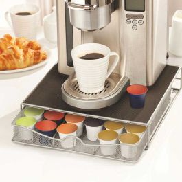Contenitore Per Capsule Di Caffè In Metallo – Capacità 40 Capsule, Apertura Ribaltabile, Base Antiscivolo, Colore Nero, Per Bancone E Cucina