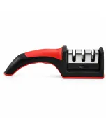 Affilacoltelli Manuale Professionale 3 Fasi con Base Antiscivolo – Affilatore per Coltelli da Cucina con Carburo, Diamante e Ceramica – Design Ergonomico Compatto